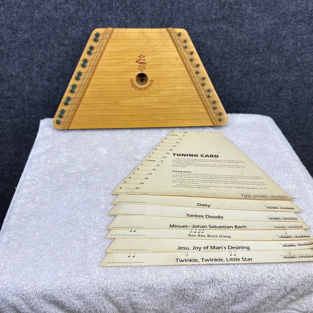 The Music Maker Vintage Lap Harp Zither Wood String Instrument with 12 Songs